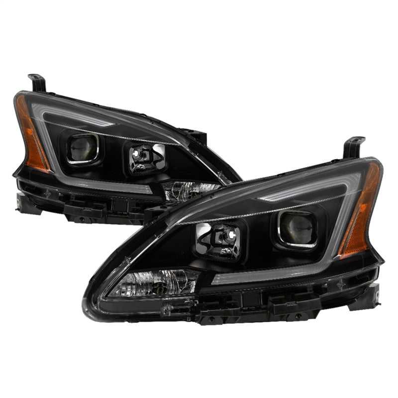 SPYDER 9042973 xTune 13-15 Nissan Sentra DRL LED Light Bar Proj Halogen Headlights - Blk Smoke (PRO-JH-NS13-LB-BSM)