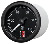 Autometer Stack 52mm 0-100 PSI 1/8in NPTF (M) Mechanical Oil Pressure Gauge - Black - ST3102