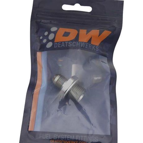 DeatschWerks 6AN Male Flare to M18 X 1.5 Male Metric Adapter (Incl Crush Washer) - Titanium - DeatschWerks