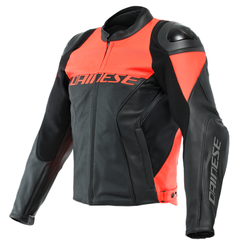 Dainese Racing 4 Leather Jacket Perforated Black/Fluorescent Red Size - 56 - Dainese