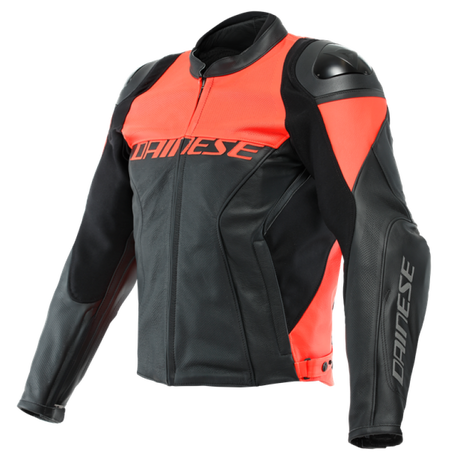 Dainese Racing 4 Leather Jacket Perforated Black/Fluorescent Red Size - 56 - Dainese