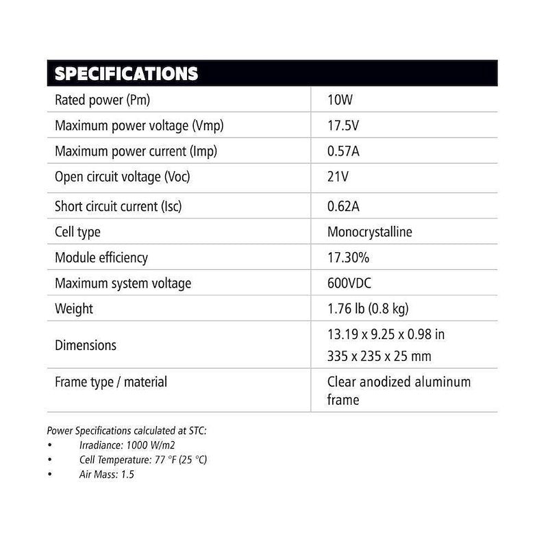 Go Power GP-ECO-10 10 Watt Solar Kit For Camping Use