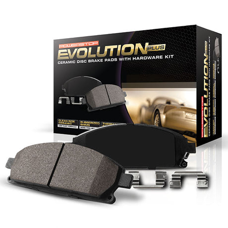 Powerstop Evolution Plus 171044 Ceramic Disc Brake Pads with Hardware Kit in packaging.