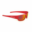 Red AHFS-S100 Airhead Float Sunglass Sport with red mirror lenses, designed for outdoor and water activities, lightweight, and floats on water.