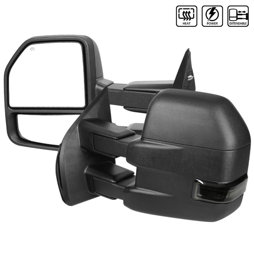 RMX-F15015F3GH-P-FS Spec-D Tunin Towing Mirrors-Black Texture Smoke