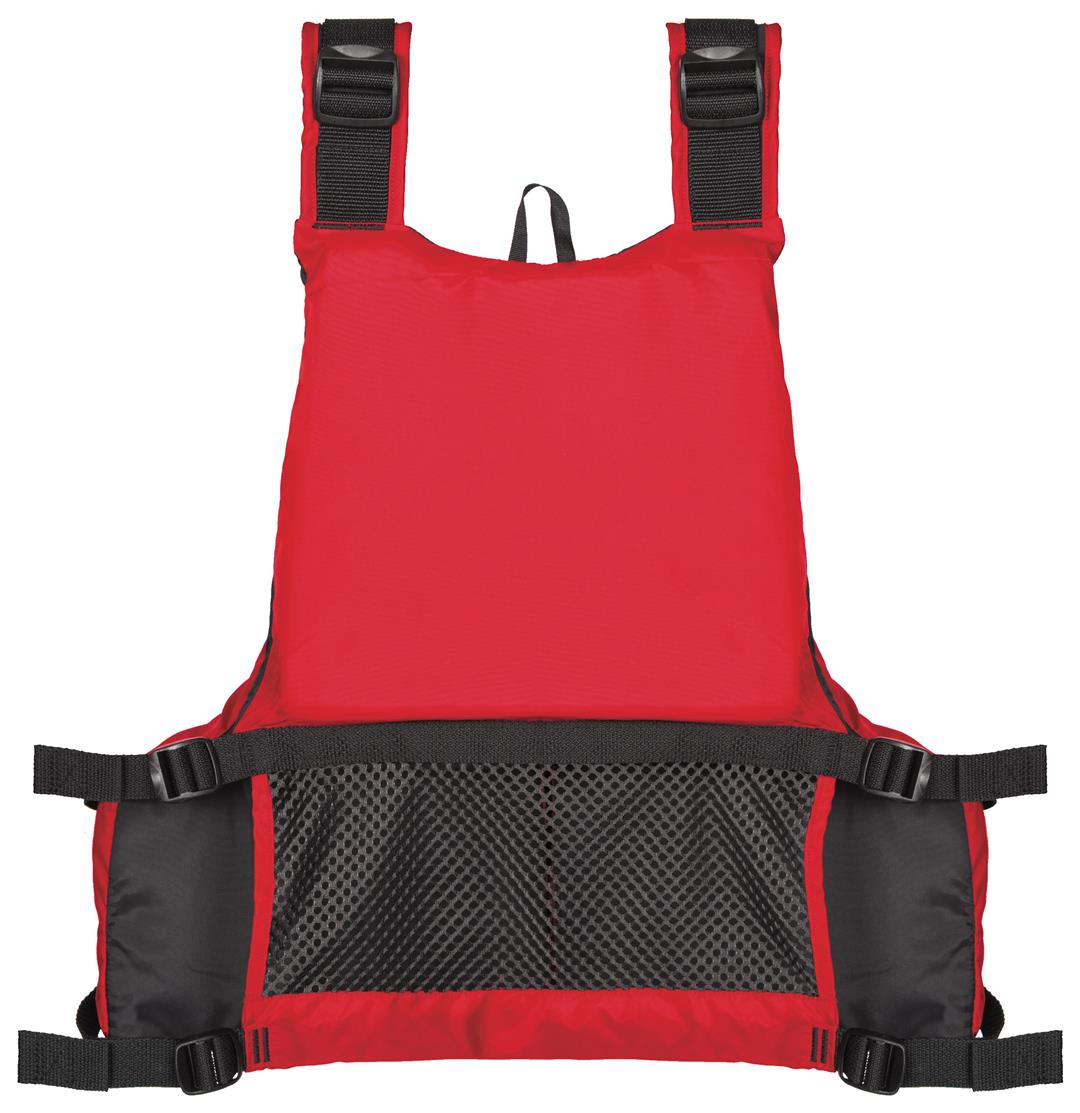 33004-16-A-DR Airhead Yukon Base Paddle/Angler Vest in vibrant red, designed for safety and comfort during paddling and angling activities.