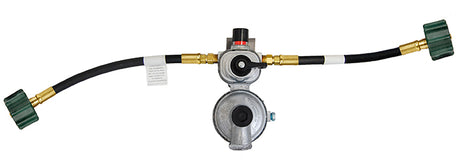 MEGR-253P-PT18 AP Products 2 Stage Exceloflo Changeover Regulator, Two-Stage Propane Regulator with Hose, Inlet Size: 1/4 Inch, Outlet Size: 3/8 Inch, Vertical Installation, Zinc Construction, High BTU Level, Suitable for RV, Automotive, Powersports, Off-Road, Marine, Truck Accessories, Interior, Truck Bed, Exterior Parts & Accessories, RV LP Gas, AVADA - Best Sellers