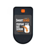 BMPro Smartsense Premium propane gas sensor with advanced smart sensing technology, sleek black design, and orange "Sync" button.