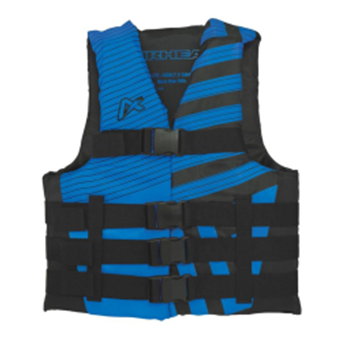 Airhead Trend Vest 30081-05-A-BKSB in Black and Sky Blue, featuring adjustable straps and high-quality materials for comfort and durability in water activities.