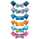 Colorful and stylish 10000-02-306 Airhead Otter Elite Ch Life V Maritime life vests with various maritime-themed designs arranged vertically.