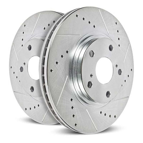 PowerStop JBR1179XPR Power Stop 2004 Subaru Impreza Front Evolution Drilled & Slotted Rotors - Pair