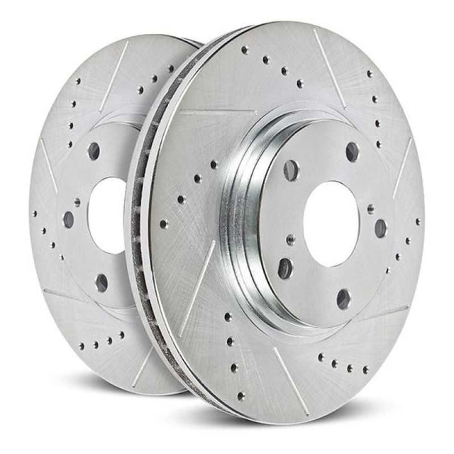 PowerStop JBR1179XPR Power Stop 2004 Subaru Impreza Front Evolution Drilled & Slotted Rotors - Pair