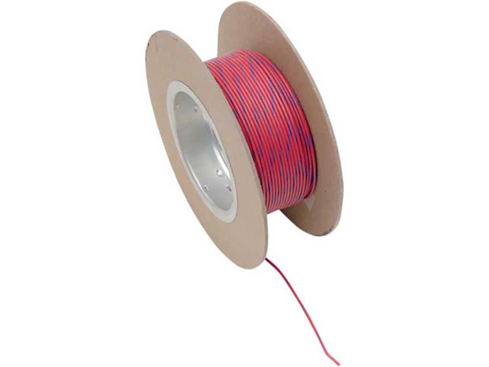 NWR-92-100-20 Namz Custom Cycle 100' Spool 20-Gauge Wire (White/Red Stripe)