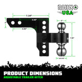 Rhino USA 6In Heavy Duty Drop Hitch - 2In (Black) - Rhino USA