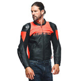 Dainese Racing 4 Leather Jacket Perforated Black/Fluorescent Red Size - 54 - RV and Auto Parts