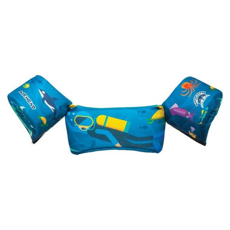 Airhead Elite Child Life Vest in Scuba design with vibrant underwater graphics.