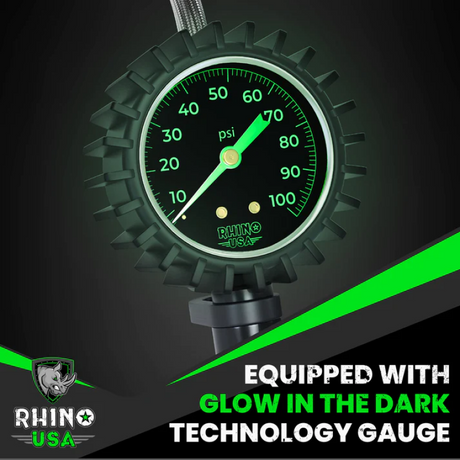 Rhino USA 100 Psi Analog Tire Inflator Gauge - Rhino USA