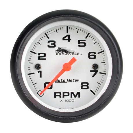 Autometer Pro-Cycle Gauge Tach 2 5/8in 8K Rpm 2&4 Cylinder White - 19325