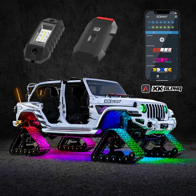 XK Glow RGBW Addressable LED Rock Light Kits Advanced XKalpha App Controlled, RV, Automotive, Powersports, off-road, marine, exterior, truck accessories, interior, truck bed, rv parts, RV Lighting, Audio & Electronics, Lights, AVADA - Best Sellers, Lights, Light Bars & Cubes