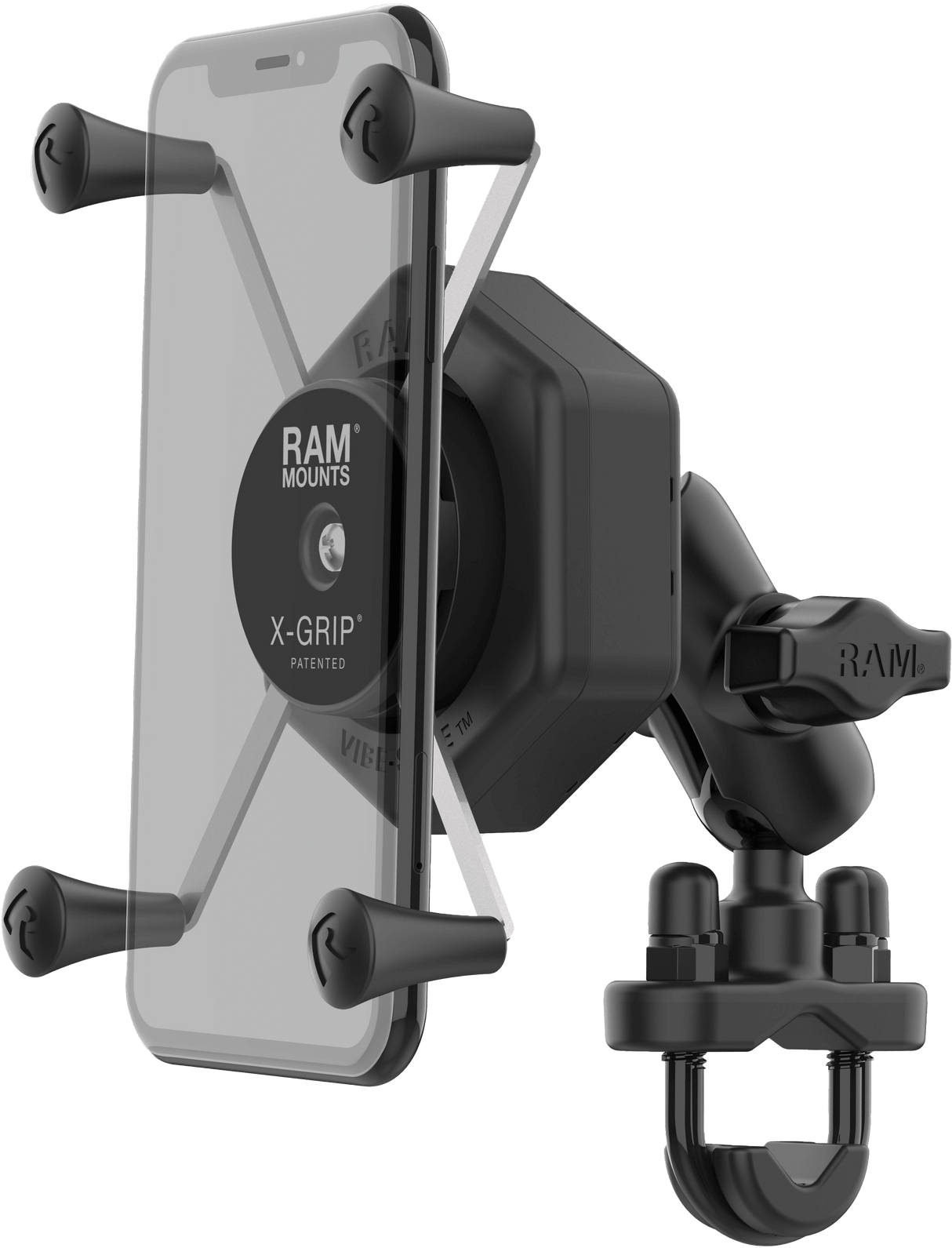 RAM-B-149Z-UN10-462 Ram X-Grip Vibe-Safe L Phone Mount With U-Bolt Base Medium - RV and Auto Parts