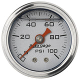 Autometer AutoGage 1.5in Liquid Filled Mechanical 0-100 PSI Fuel Pressure Gauge - Silver - 2180