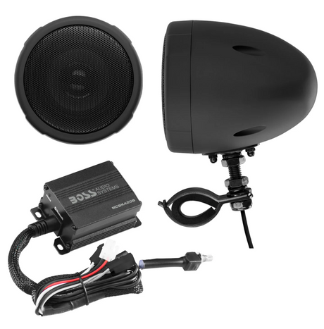 Boss Audio Systems Motorcycle Speaker Amplifier/ Bluetooth/ 3in Speakers Pair- Black - Boss Audio