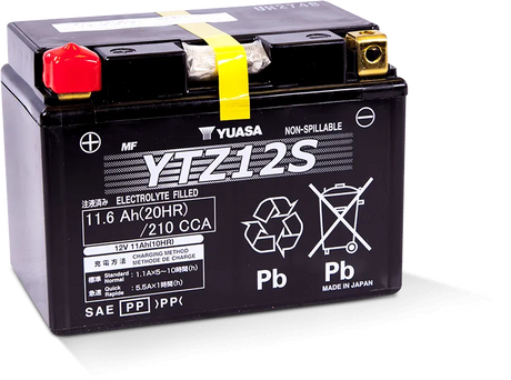 Yuasa YTZ12S Maintenance Free AGM 12 Volt Battery for RV, Automotive, Powersports, Off-road, Marine, Truck Accessories, Interior, Truck Bed, RV Parts, Apparel, Helmets, Racing, Riding, BMX.