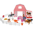 New Ray Toys Valley Ranch Set with Pink Barn, Horses, Cowgirls and Fences/ Scale 1:32 - New Ray Toys