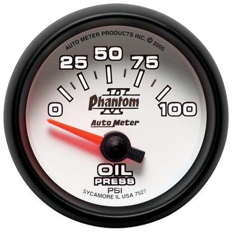 Autometer Phantom II 52mm Short Sweep Electronic 0-100psi Oil Pressure Gauge - 7527