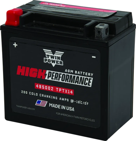 Twin Power YTX14 High Performance Battery Replaces H-D 65948-00 Made in USA - RV and Auto Parts