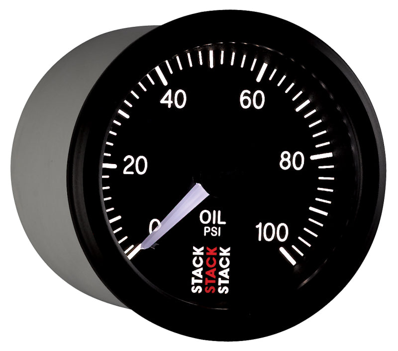 Autometer Stack 52mm 0-100 PSI 1/8in NPTF (M) Mechanical Oil Pressure Gauge - Black - ST3102