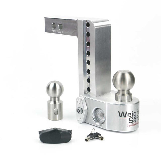 Weigh Safe 8in Drop Hitch w/Built-in Scale & 2in Shank (10K/12.5K GTWR) - Aluminum - RV and Auto Parts