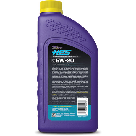 Royal Purple HPS Synthetic High Performance Street 5W-20 Motor Oil - 1 Quart - RV and Auto Parts