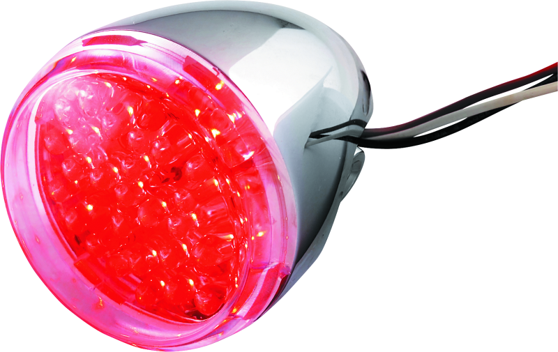 Bikers Choice Chrome LED Rear Billet Turn Signal Red Dual Circuit Clear Lens Universal Custom - Bikers Choice