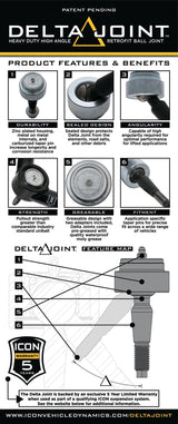 ICON 07-16 GM 1500 Delta Joint Kit (Small Taper Only) - RV and Auto Parts