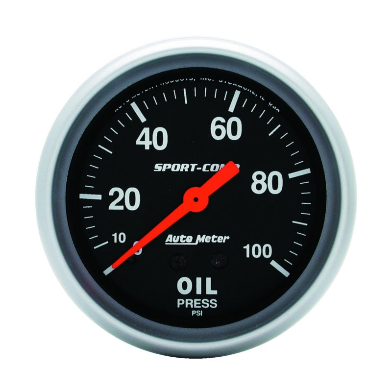 Autometer Sport-Comp 66.7mm 0-100 PSI, Mechanical Oil Pressure - 3421