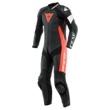 Dainese Tosa 1PC Leather Suit Perforated Black/Fluo-Red/White Size - 48 - RV and Auto Parts