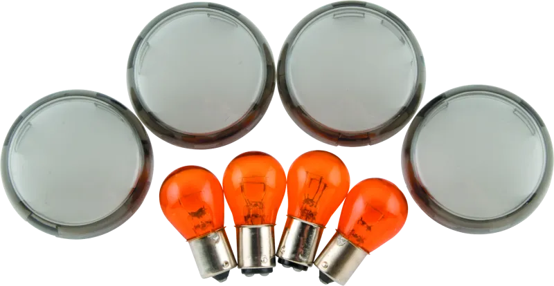 Bikers Choice 00-10 FXST FXD Smoked Turn Signal Lens & Amber Bulb Kit Replaces H-D 69304-02 - RV and Auto Parts