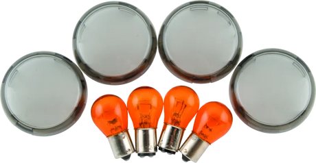 Bikers Choice 00-10 FXST FXD Smoked Turn Signal Lens & Amber Bulb Kit Replaces H-D 69304-02 - RV and Auto Parts