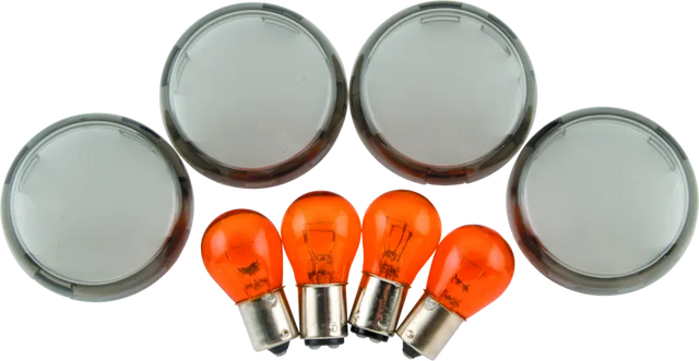 Bikers Choice 00-10 FXST FXD Smoked Turn Signal Lens & Amber Bulb Kit Replaces H-D 69304-02 - RV and Auto Parts