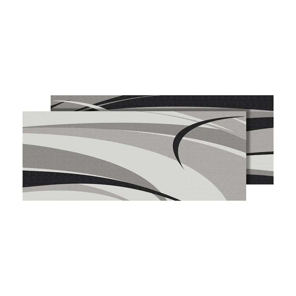 Graphic black and grey Faulkner mat, 8 x 20, durable and stylish.