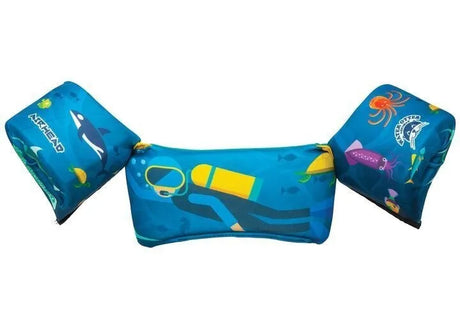 Airhead Elite Child Life Vest Scuba design with vibrant underwater graphics, ensuring safety and comfort for young swimmers.