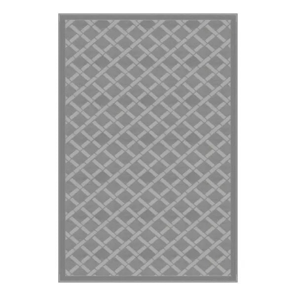 Lippert All Weather 8'X12' Grey Patio Mat with durable lattice design for outdoor use.