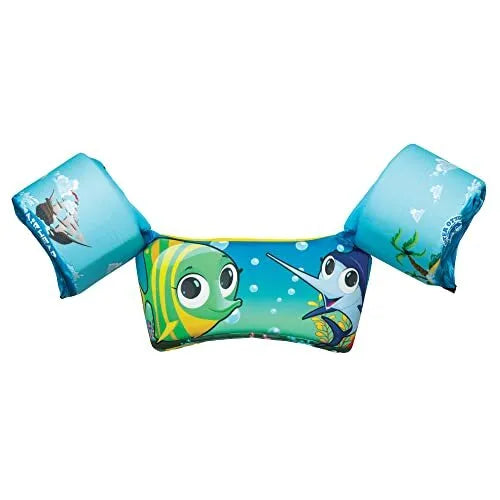 Colorful Airhead Otter Elite Ch Life Vest with cartoon aquatic animals for kids, featuring secure fit and enhanced safety for water activities.