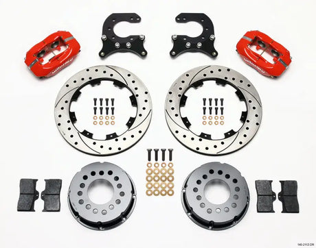 Wilwood Forged Dynalite P/S Rear Kit Drilled Red Chev 12 Bolt w C-Clips - Truck & Automotive