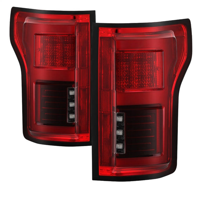 SPYDER Spyder 15-18 Ford F-150 LED Tail Lights (w/Blind Spot) - Red Clear (ALT-YD-FF15015BS-LBLED-RC)