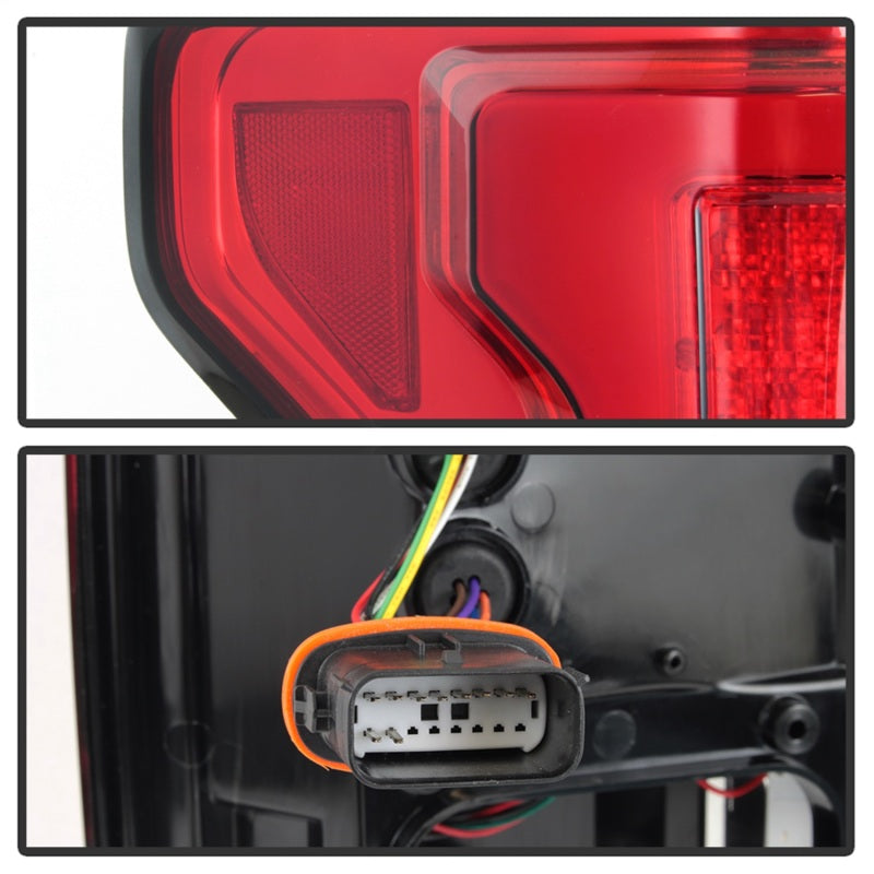 Spyder 15-18 Ford F-150 LED Tail Lights (w/Blind Spot) - Red Clear (ALT-YD-FF15015BS-LBLED-RC) 