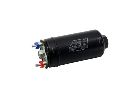 AEM 380LPH High Pressure Fuel Pump with -6AN Female Out and -10AN Female In, suitable for high flow applications.