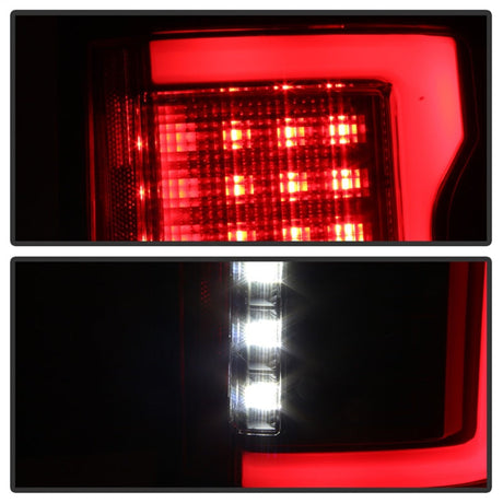 Spyder 15-18 Ford F-150 Light Bar LED Tail Lights (w/Blind Spot) - Black (ALT-YD-FF15015BS-LBLED-BK) 