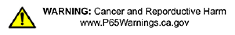 P65 warning label for cancer and reproductive harm from www.P65Warnings.ca.gov, indicating safety precautions.